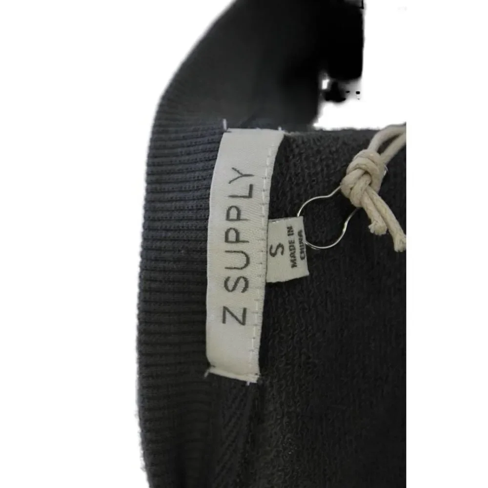 Z Supply Womens Long Sleeve Ruffled Side Slit Sweater Dress Gray Cotton Small